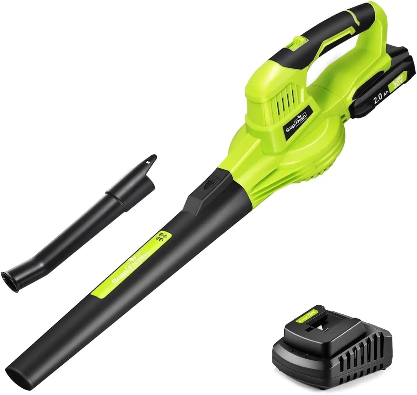SnapFresh Cordless Leaf Blower - 20V Electric Leaf Blower with 2.0 Ah Battery and Charger - Lightweight 2-Speed Leaf Blower for Lawn Care and Yard/Garden/Patio Cleaning by GreenHaven Gardens