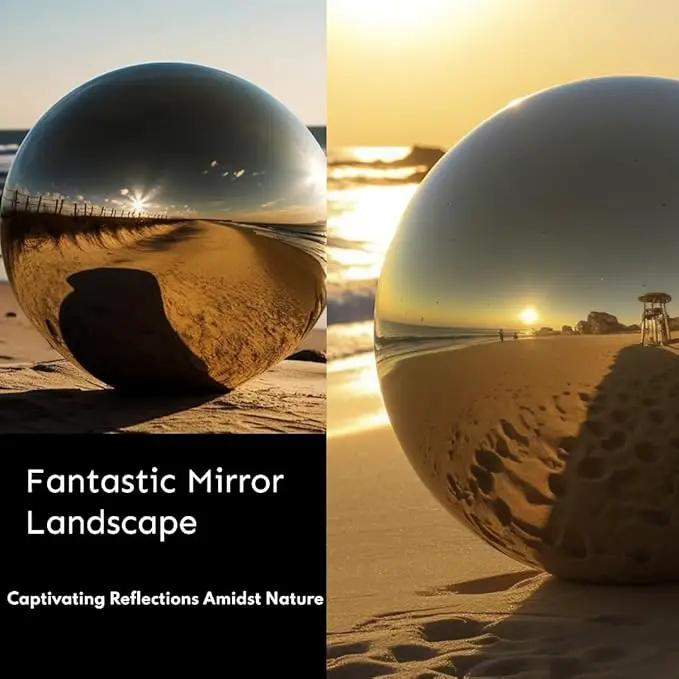 10 Inch Stainless Steel Gazing Globe,v2croft Hollow Ball Mirrored Surface Polished Shiny Sphere,Garden Stainless Steel Gazing Ball for Outdoor Lawn Pond Yard Ornament(Gold) by GreenHaven Gardens