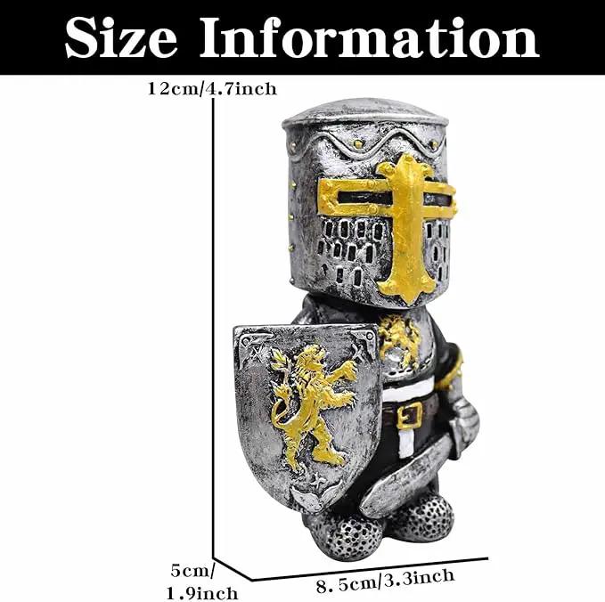 nezababy Knight Gnomes Guard Garden Statue Decoration Medieval Wee Crusader Battle Swordsman Fighting Outdoor Figurines Lawn Decor Resin (A) by GreenHaven Gardens