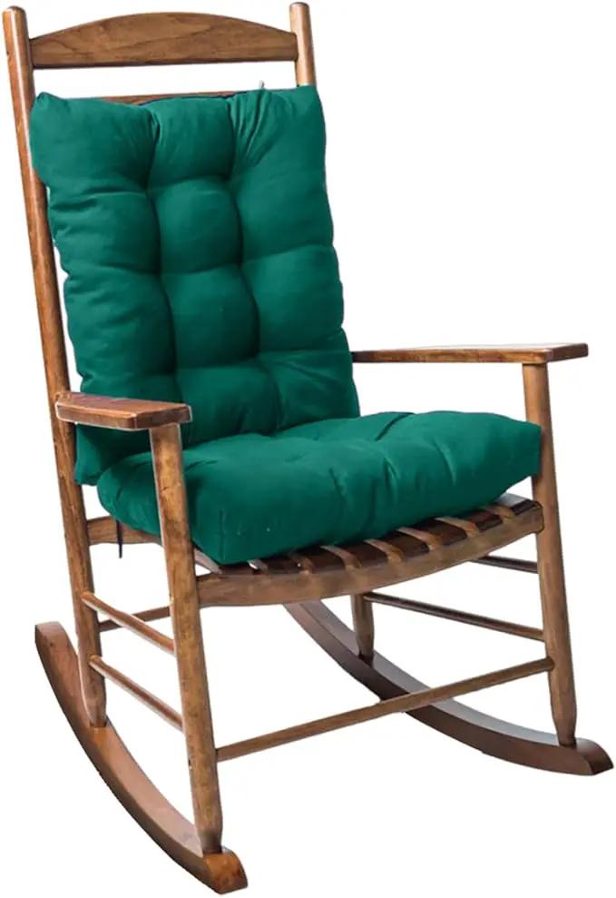Dark Green Chair Cushion Rocker Pad for Indoor Outdoor Thick Patio Rocking Chair Replacement Cushions by GreenHaven Gardens