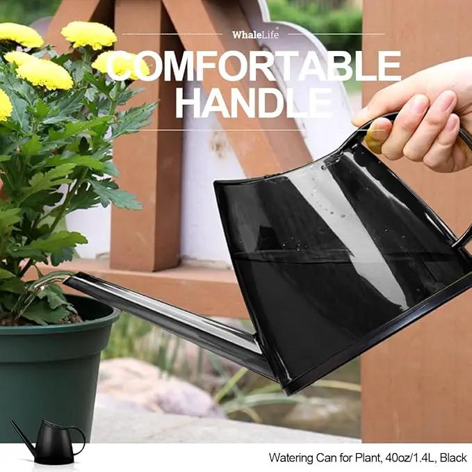 WhaleLife Indoor Watering Can for House Bonsai Plants (1.4L, Black) by GreenHaven Gardens
