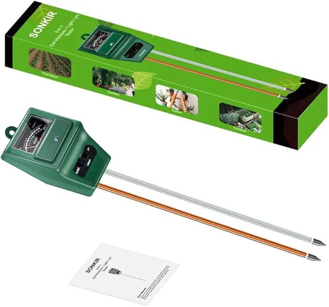 Soil pH Meter, MS02 3-in-1 Soil Moisture/Light/pH Tester Gardening Tool Kits for Plant Care, Great for Garden, Lawn, Farm, Indoor & Outdoor Use (Green) by GreenHaven Gardens