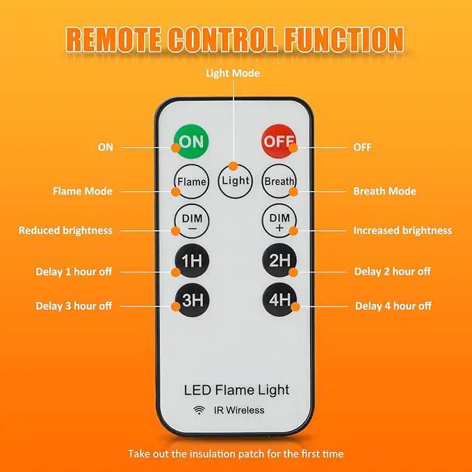 Bestview LED Flame Lights with Remote & Timer,4 Modes USB Rechargeable Battery Operated Fire Flickering Flameless Candles Campfire Table Lamp for Halloween,Christmas,Indoor&Outdoor Decoration (2 Pack) by GreenHaven Gardens