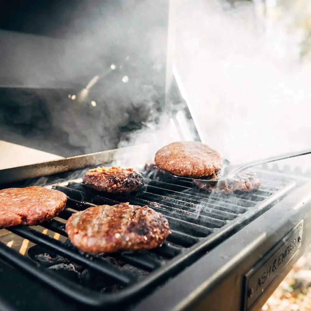 Ash & Ember Park-Style Grill/Smoker, 260 Sq In Charcoal Grill with Cover, 17.5"x11.5" Grate, Side Shelf for Food Prep, Single Post Permanent Park-Style Grill for Outdoor Backyard BBQ by GreenHaven Gardens