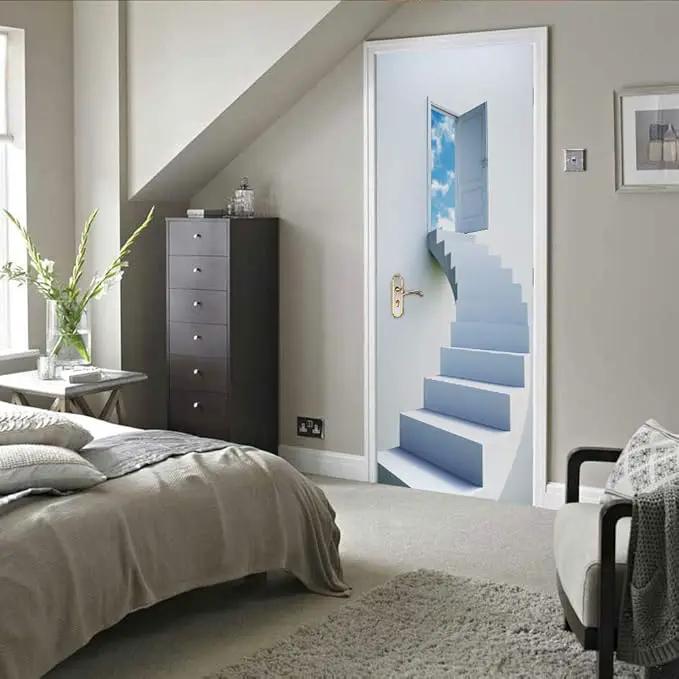 3D Door Stickers Murals - Peel & Stick - Stairs & Wall - Self-Adhesive Decals - Removable PVC Waterproof Door Poster - Bedroom & Living Room Decoration - 30.3" x 78.7" by GreenHaven Gardens