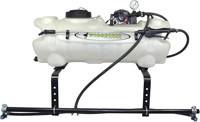 Workhorse ATV1502 15 Gallon ATV Economy Sprayer - Adjustable 2 Nozzle Boom Sprayer, 80 in. Coverage w/Handgun, 8 Ft. Wiring Harness, Battery Clips, Switch by GreenHaven Gardens