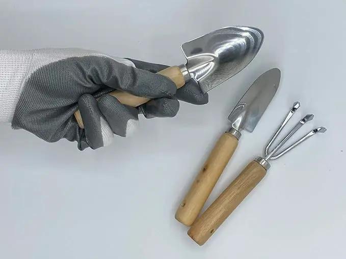 RyKing Small Garden Tool Set, 8 Piece Gardening Balcony Mini Kit Bag, Trowel Transplanter Hand Rake Pruner Snips Shovel Gloves Watering Spray, Stainless Steel Wooden Handles, Gift for Woman Men Kids by GreenHaven Gardens