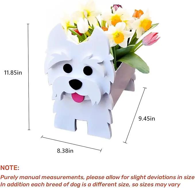 West Highland White Dog Planter Plant Pots,Cute Garden Dog Flower Planter,Dog Planters Birthday Gifts for Women,Office,Indoor/Outdoor Decor（9.45 * 5.75 * 12.2in） by GreenHaven Gardens