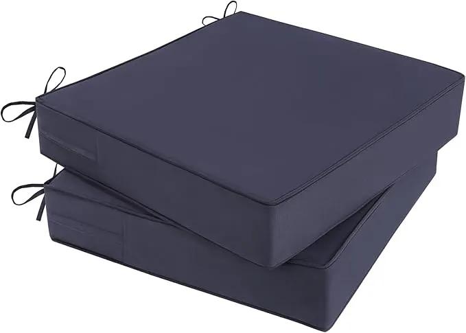 Outdoor Chair Cushions Set of 2 for Patio Furniture 19x19x4 Inch Waterproof Patio Chair Cushion 3 Year Color Fastness Square Elastic Foam Garden Sofa Couch Pads with Ties and Handle,Grey by GreenHaven Gardens