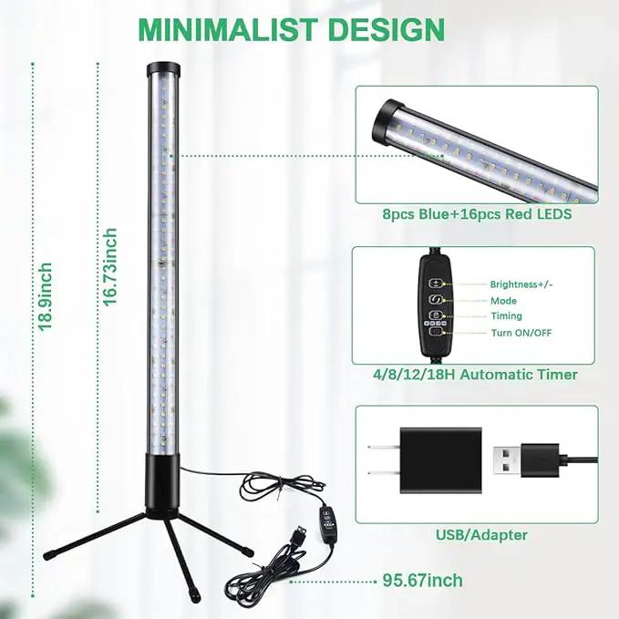2-Pack, T10 Vertical Grow Light, 6000K Full Spectrum Desktop Plant Light 18.9",Hung or Stood, with 3 Modes & 5 Dimming Levels, Suitable Small & Medium Plants Indoors, Auto On Off Timing 4/8/12/18Hrs by GreenHaven Gardens