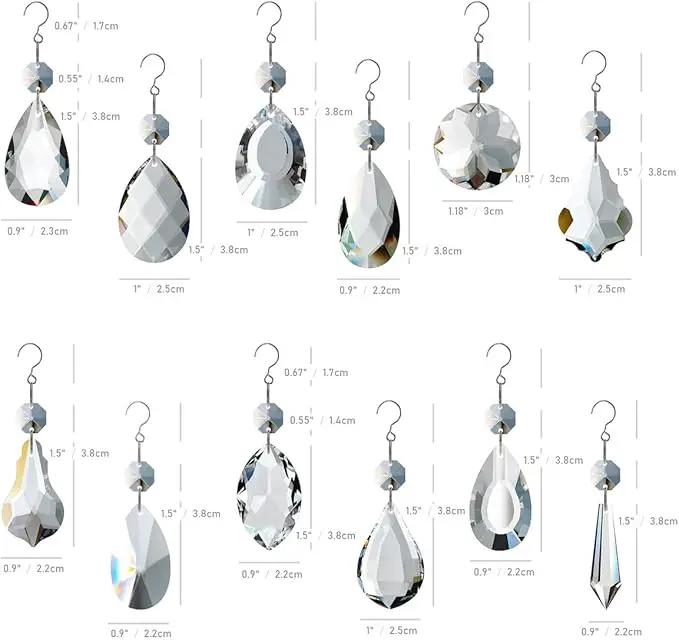 12pcs Glass Crystal Chandelier Prisms, Rainbow Hanging Crystals Suncatcher for Windows, Home Decoration by GreenHaven Gardens