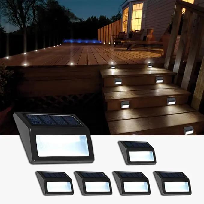 Solar Lights Outdoor, Waterproof Solar Powered Deck Step Lights for Patio Garden Backyard Garage Driveway Pathway Outside Wall Lighting (Cool White/6 Pack) by GreenHaven Gardens