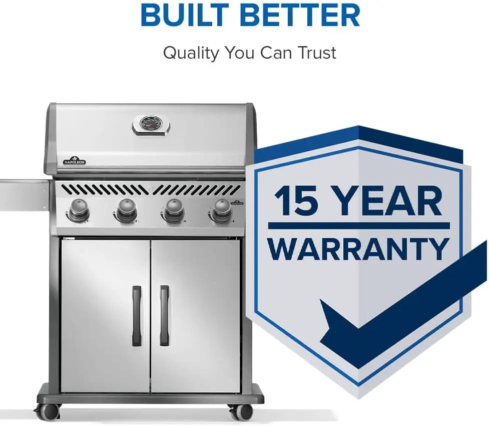 Napoleon Rogue 525 Propane Gas Grill, Stainless Steel, Durable 4-Burner Outdoor BBQ by GreenHaven Gardens