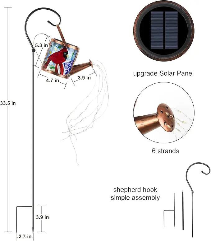 Larekook Solar Outdoor Watering Can Lights Decorative Path Lights, Metal Glass Solar Garden Light Outdoor Waterfall Decor Ornament for Yard Lighting Outside Flag by GreenHaven Gardens