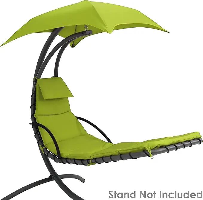 Weatherproof Replacement Cushion Pad and Umbrella for Hanging Lounge Chair Outdoor Chaise Hanging Hammock Chair - Long-Lasting, Fade-Resistant, Quick-Dry, Outdoor Lounge Replacement Set (Green) by GreenHaven Gardens
