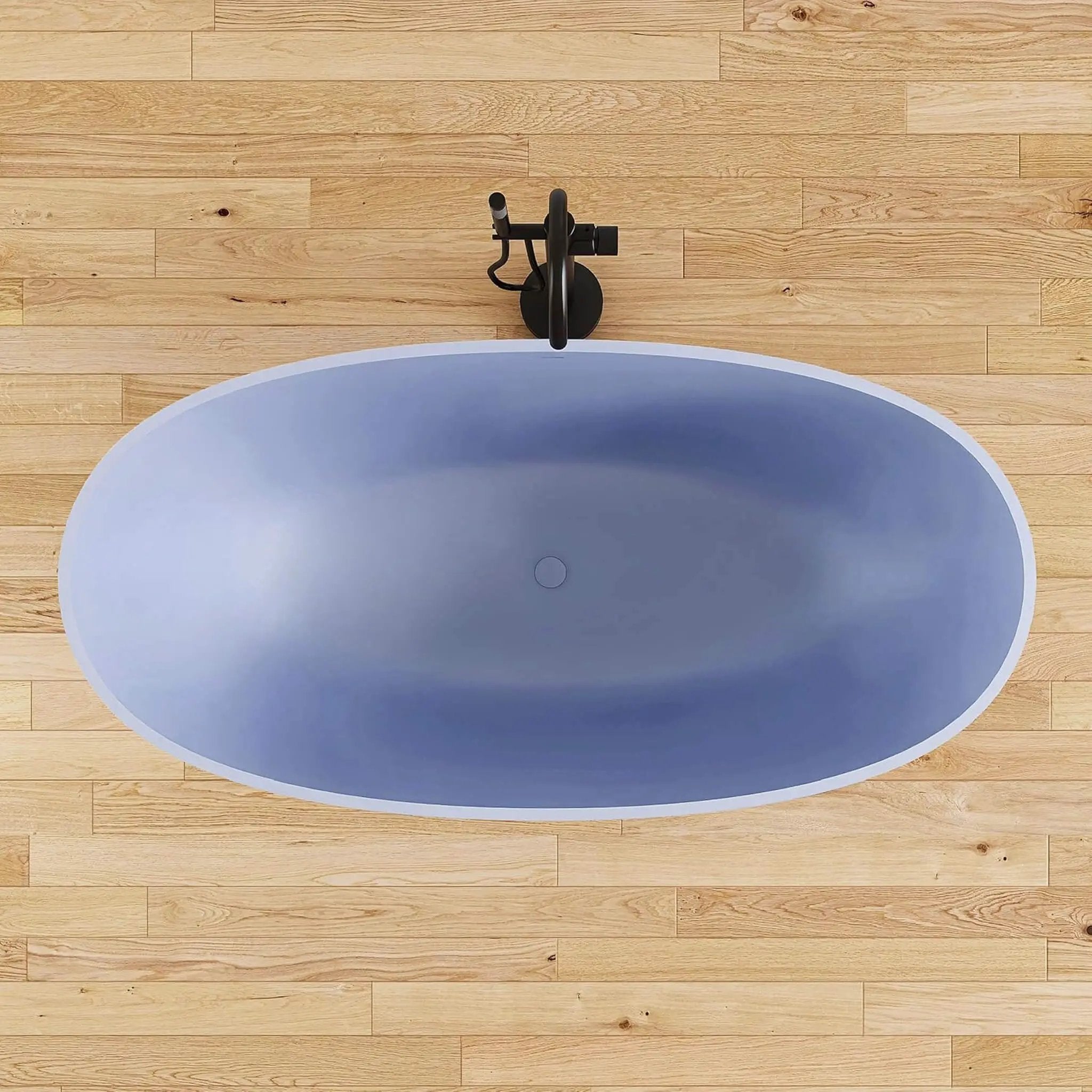 [61X29.5-Inch] Freestanding Modern Oval Stone Resin Soaking Tub With Overflow Drain (SAK40125) by SAKSBY WHOLESALE