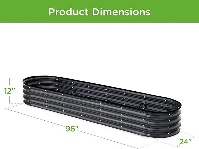 Best Choice Products 8x2x1ft Outdoor Metal Raised Garden Bed, Oval Deep Root Planter Box for Vegetables, Flowers, Herbs, and Succulents w/ 108 Gallon Capacity - Charcoal by GreenHaven Gardens
