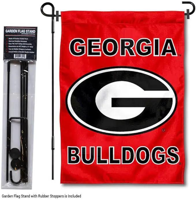 College Flags & Banners Co. Georgia Bulldogs Garden Flag with Pole Stand Holder by GreenHaven Gardens