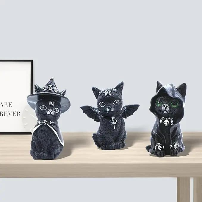 4PCS Set Cats Garden Decor Cat Gnome Statues for Outdoor Halloween Cat Figurine Cat Lover Idea Cute Cat homedecor Waterproof Figurines Lawn Ornaments by GreenHaven Gardens