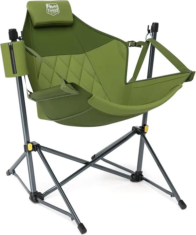 Timber Ridge Hammock Camping Chair with Adjustable Backrest, Heavy Duty Folding Hammock Chair Supports 300lbs, Portable Hammock Chair for Camping, Travelling and Patio, Green by GreenHaven Gardens