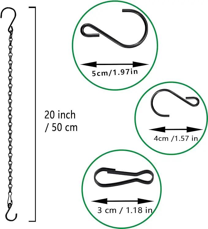 RIFNY Hanging Chains with Hooks, 15 Pieces 20 Inch Black Chain for Hanging Bird Feeders Planters Baskets Billboards Lanterns Wind Chimes Ornaments Outdoor/Indoor Use (20 inch 15pcs) by GreenHaven Gardens