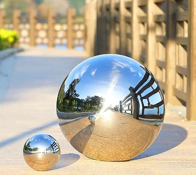 Nerien Gazing Ball, 2 Inch Stainless Steel Garden Mirror Globe, Polished Ornament Sphere, Hollow Floating Reflective Hemisphere, for Home Outdoor Pond Housewarming Swimming Decoration, Silver, 5pcs by GreenHaven Gardens
