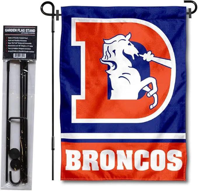 WinCraft Denver Broncos Throwback Garden Flag with Stand Holder by GreenHaven Gardens