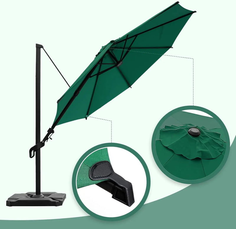 Abba Patio 10FT Vienna Offset Patio Umbrella Outdoor Cantilever Umbrella with 360° Rotation Design and Easy Tilt Adjustment UV 50+ Protection 8 Ribs for Backyard Garden Deck Pool Patio, Dark Green by GreenHaven Gardens