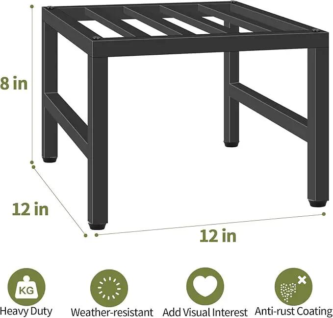 Plant Stand Indoor Outdoor, Heavy Duty Wrought Iron Pedestal Stands Metal Plant Stand for Indoor Outdoor, Sturdy Low Flower Stand Display Planter Shelf, 2pcs, Black by GreenHaven Gardens