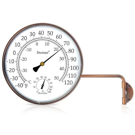 6-Inch Outdoor Thermometer for Patio. Accurate Window Thermometer for Outside Temperature, Greenhouse, Garage.Solid Brass Swivel with Humidity (6inch Thermo&Hygrometer) by GreenHaven Gardens