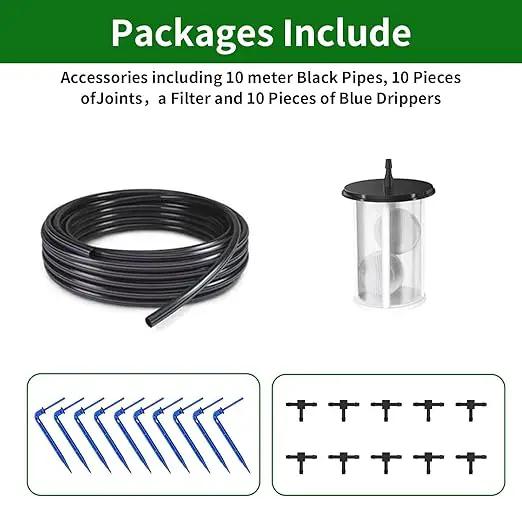 Solar Drip Irrigation Kit Accessories, 32.8FT Tubing, Drip Irrigation Extra Accessories Kit by GreenHaven Gardens