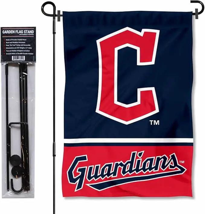 WinCraft Cleveland Baseball Diamond C Garden Flag and Pole Stand Mount by GreenHaven Gardens