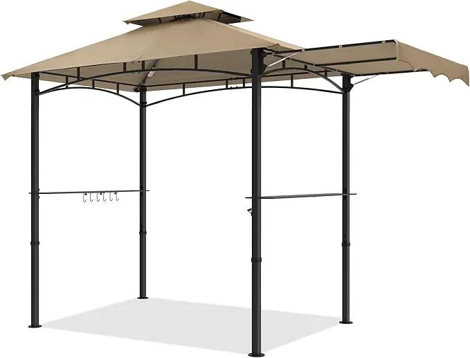 MASTERCANOPY 11 x 5 Grill Gazebo with Extra Side Awning Outdoor BBQ Gazebo with 2 LED Lights for Patio Party Backyard Picnic(Khaki) by GreenHaven Gardens