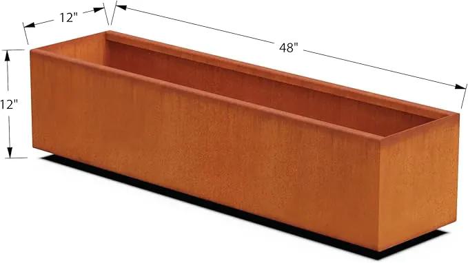 4 FT Corten Steel Planter Box – 48-Inch Large Rectangular Planter for Outdoor Plants | Heavy Duty Metal Garden Bed | Made in USA, Fully Assembled by GreenHaven Gardens