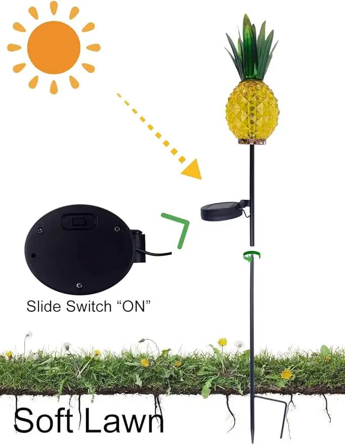 Solar Outdoor Lights Waterproof Garden Solar Pineapple Stakes Lights Lantern Decor Gift Tropical, 2 Packs by GreenHaven Gardens