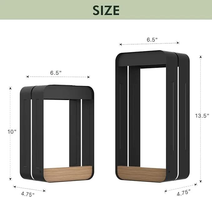 Grand patio Solar Outdoor Power Wall Sconce Shelf Planter, Waterproof Decor LED Wall Light Lamp with Woodgrain for Patio, Porch, Solar Energy, Black(S-Rectangle) by GreenHaven Gardens