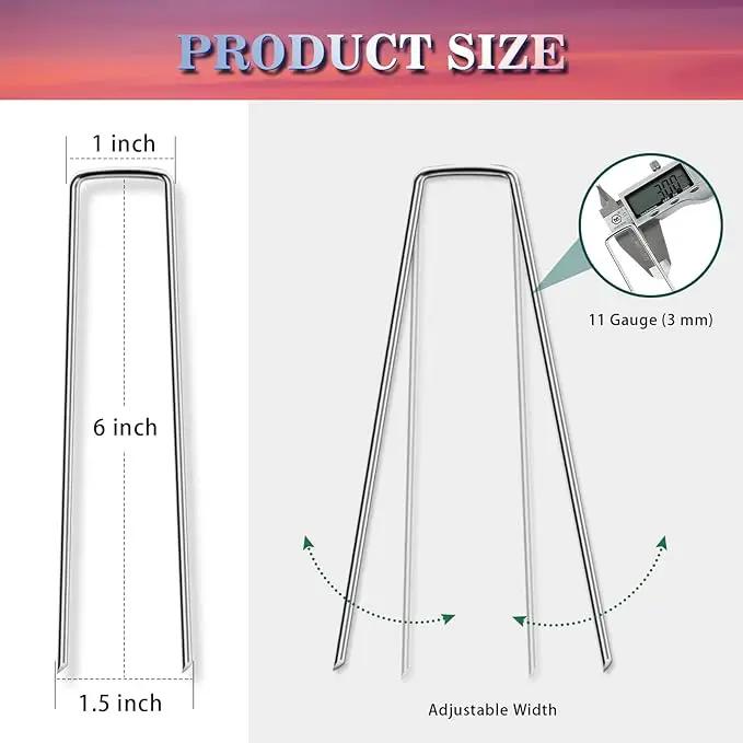 Gtongoko 20 Pack Garden Stakes Tent Stakes Galvanized Landscape Staples 11 Gauge 6 Inch Anti-Rust Ground SOD Pins for Weed Barrier Fabric, Irrigation Tubing, Holding Fence by GreenHaven Gardens