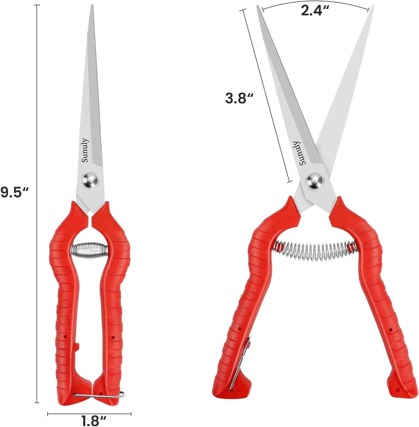 Extra Long Pruning Shears, Gardening Hand Pruners with Stainless Steel Blades, Garden scissors for Arranging Flowers, Trimming Plants, Harvesting Herbs, Fruits or Vegetables, 9.5IN by GreenHaven Gardens
