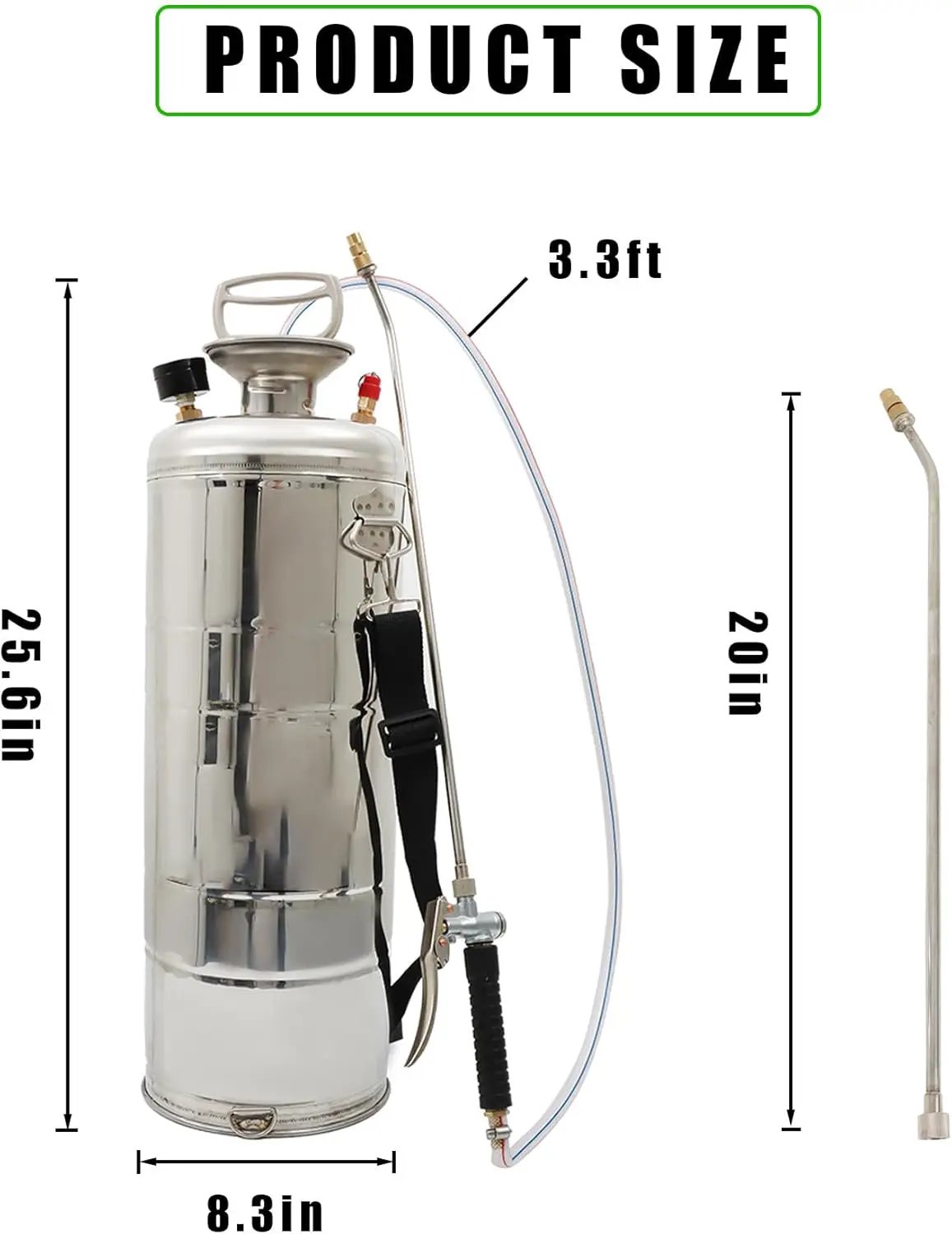 3 Gallon Stainless Steel Sprayer Hand Pump Sprayer with Pressure Gauge Safety Valve Adjustable Nozzle for Gardening Lawn and Cleaning by GreenHaven Gardens