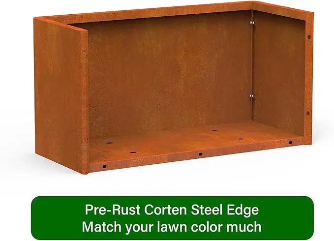 Metal Planter Box - 25x11x13H Inch, Co rten Steel Planter for Patio, Garden, Porch - Brown by GreenHaven Gardens