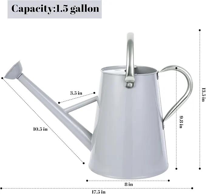 1.5 Gallon Watering Can for Outdoor Plants,Large Metal Plant Watering Pot with Removable Spout,Flower Garden Water Can Watering Pot,Galvanized Steel Watering Can with Stainless Steel Handles，Grey by GreenHaven Gardens