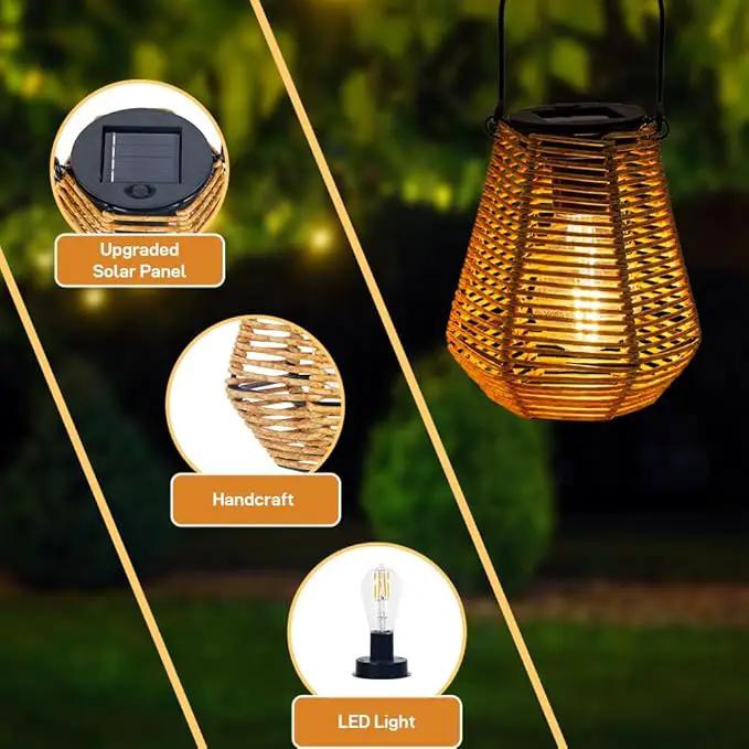 Solar Lanterns Outdoor Waterproof,Solar Lights for Outside Hanging Lights Outdoor Rattan Lantern Decoration for Garden, 2 Pack by GreenHaven Gardens