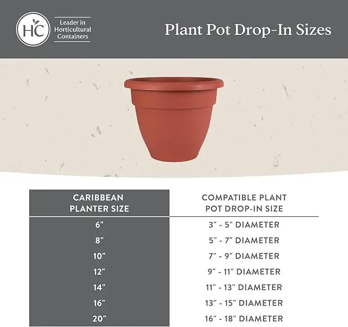 The HC Companies Caribbean Planter Pot - Outdoor & Indoor Plant Pot with Drainage Hole & Plug - Rolled Rim Plastic Pots for Plants & Flowers - Decorative Plant Pot (14" Honey, Pack of 2) by GreenHaven Gardens