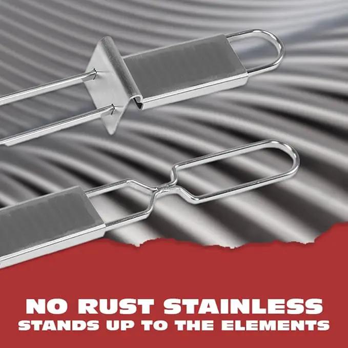 BBQ-AID Premium Barbecue Double Pronged Stainless Steel Skewers for Grilling - Quick Release Kebab Sticks for Veggies & More by GreenHaven Gardens