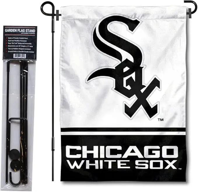 WinCraft Chicago White Sox Garden Flag with Stand Holder by GreenHaven Gardens