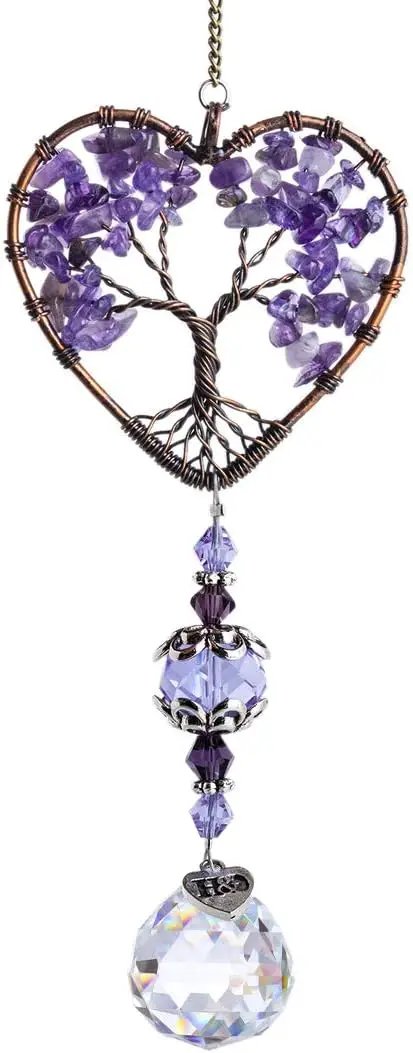H&D HYALINE & DORA Sun Catcher Crystal Tree of Life Rainbow Maker Drops Hang for Window, Home Decor, Car Charms by GreenHaven Gardens