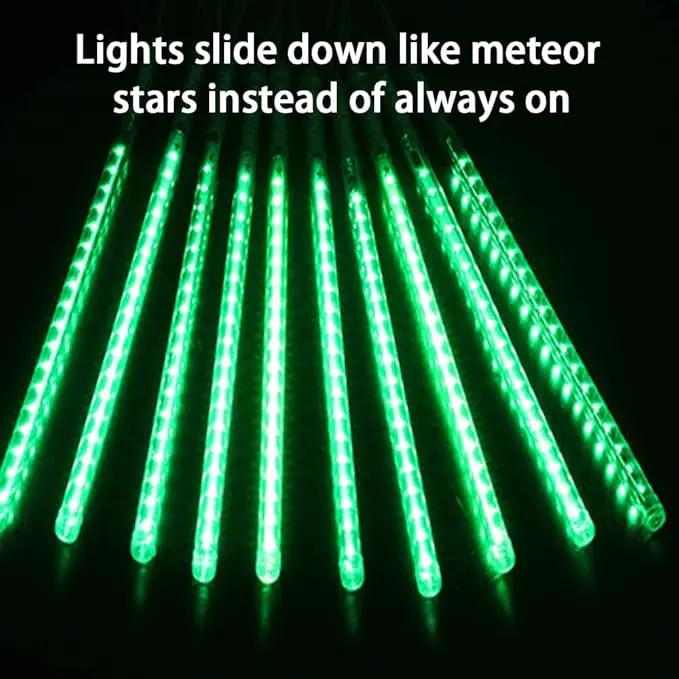High Brightness 10 Tube 540 LED 20 Inch Meteor Shower Rain Lights Cascading Falling Rain Outdoor Lights for Christmas Roof Eaves Tree Decoration Icicle Raindrop by GreenHaven Gardens