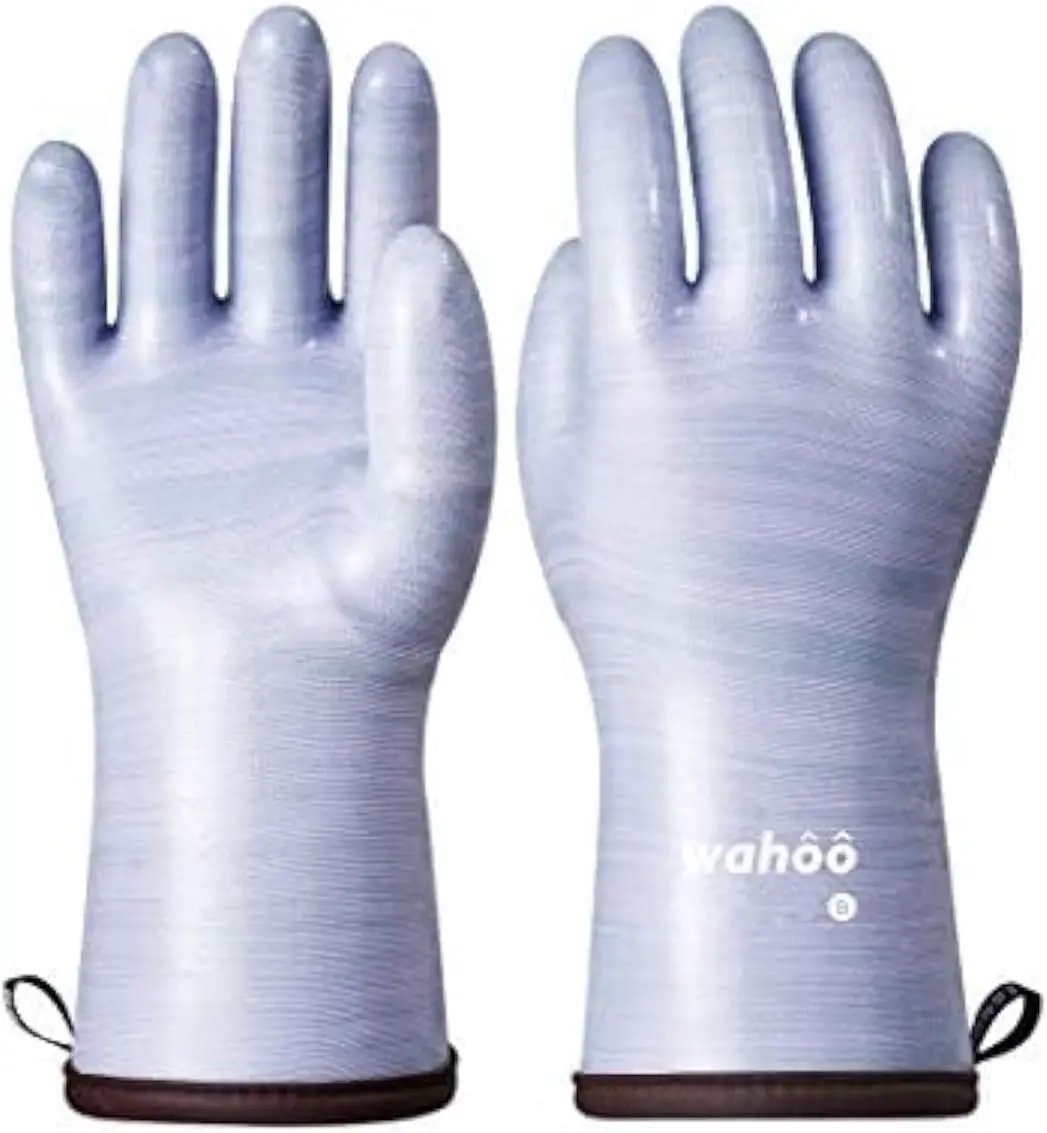 Wahoo Liquid Silicone Smoker Oven Gloves, Food-Contact Grade, Heat Resistant Gloves for Cooking, Grilling, Baking, Purple, XL/10 by GreenHaven Gardens