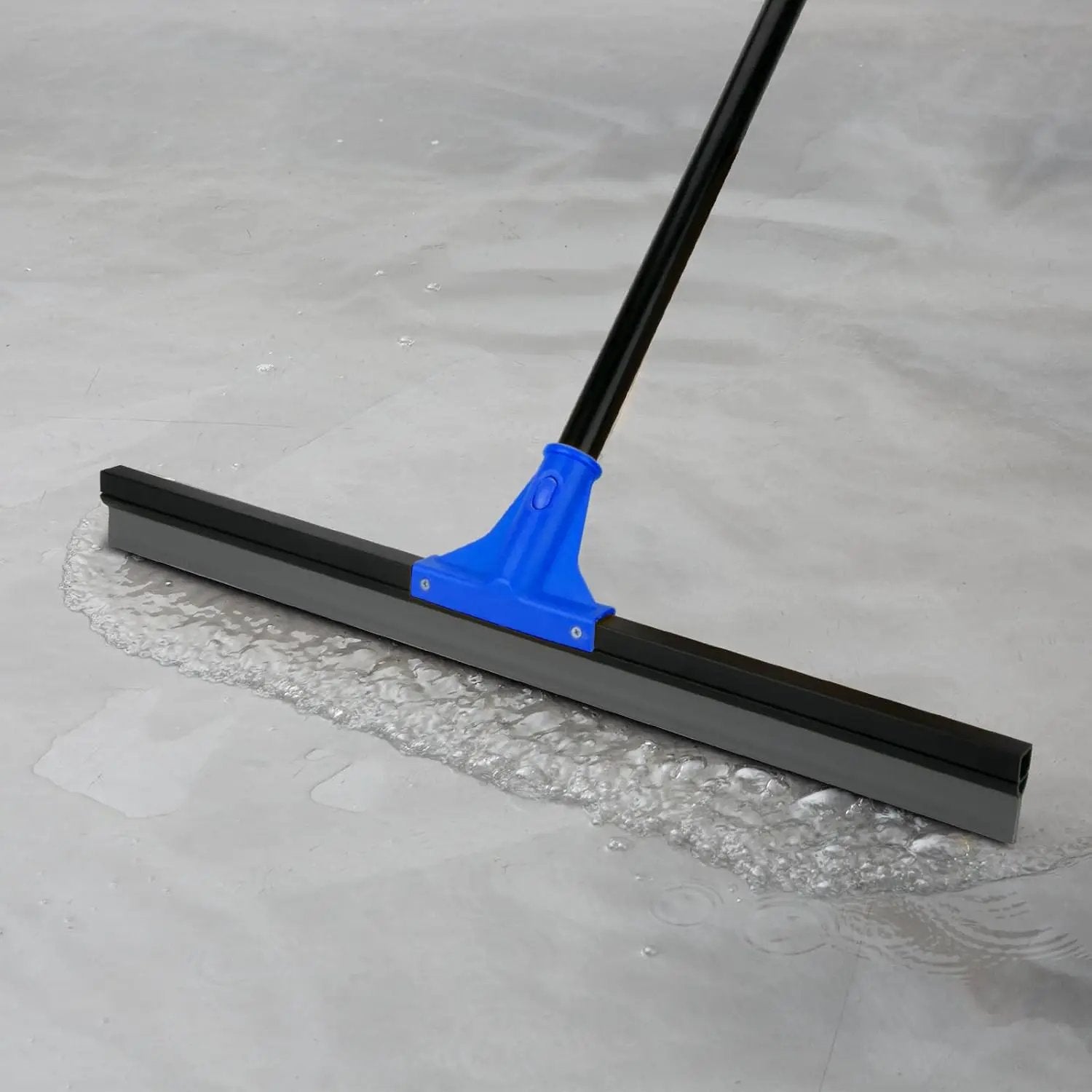 Floor Squeegee for Concrete and Tile Cleaning, 24'' Rubber Wiper Broom, Large Heavy Duty Water Scraper with 60'' Long Handle for Garage, Deck, Bathroom, Shower Glass, Window by GreenHaven Gardens