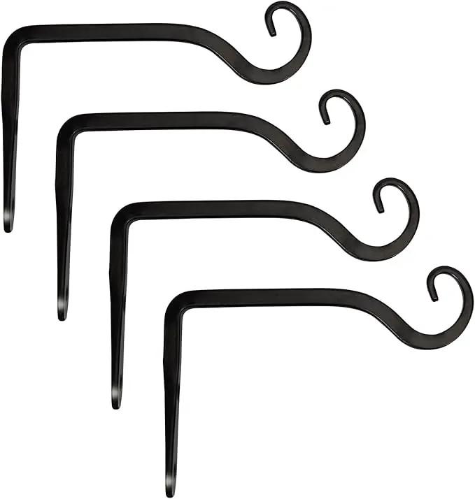 Mkono Hanging Plant Bracket 6 inch Metal Wall Plant Hook Decorative Plant Hanger for Bird Feeders, Planters, Lanterns, Wind Chimes, Home Decor Indoor Outdoor 4 Pack, Black by GreenHaven Gardens